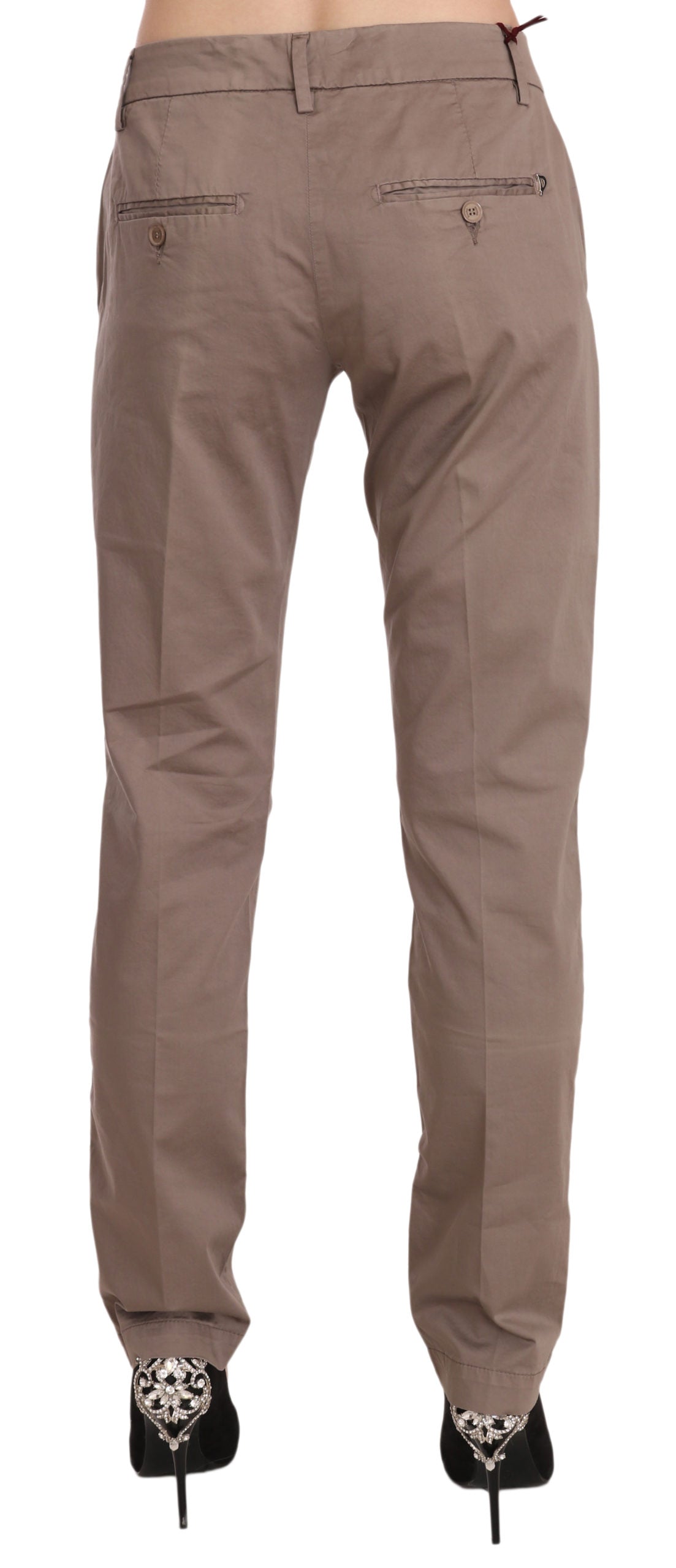 Dondup Chic Brown Straight Cut Trousers