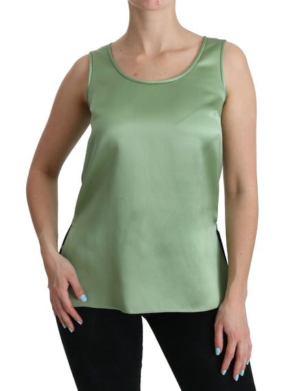 Dolce & Gabbana Elegant Silk Sleeveless Top in Light Mint Green