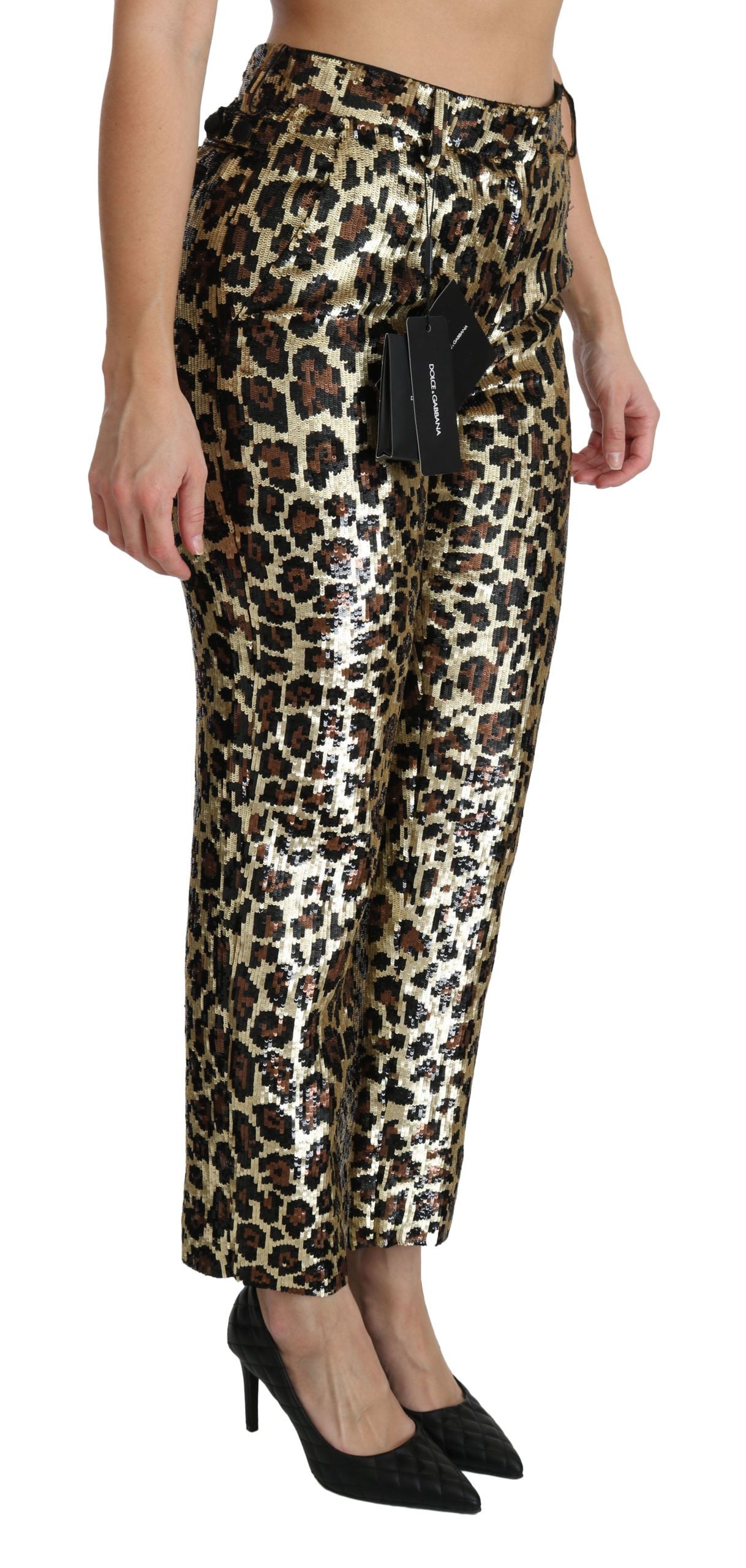 Dolce & Gabbana Chic High Waist Leopard Sequin Pants