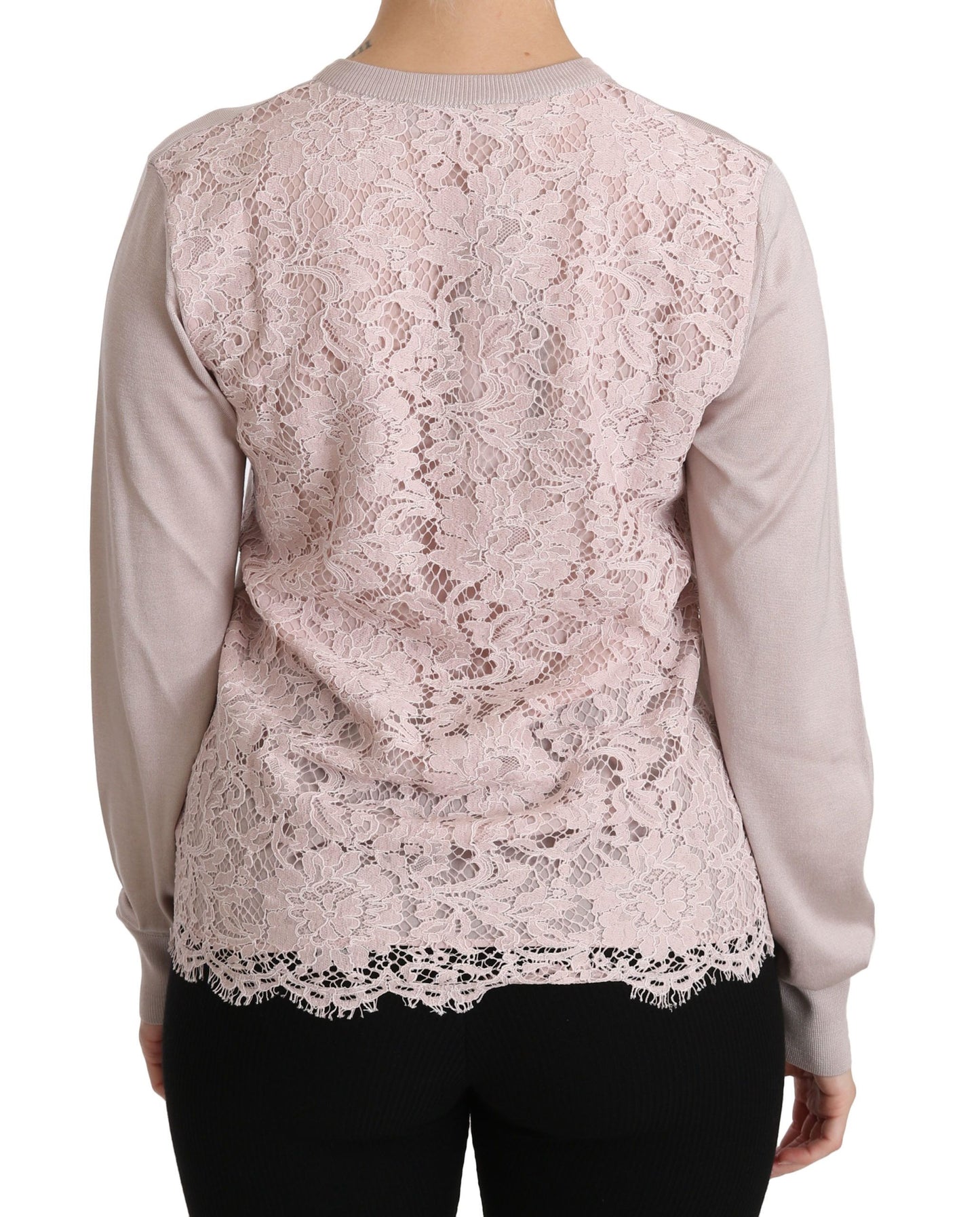 Dolce & Gabbana Silk Blend Pink Crew Neck Cardigan