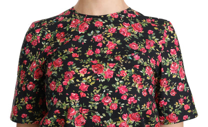 Dolce & Gabbana Elegant Black Floral Crew Neck Top