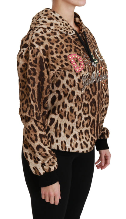 Dolce & Gabbana Elegant Leopard Print Hooded Sweater