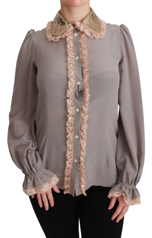 Dolce & Gabbana Elegant Silk Blend Sequin Collar Shirt