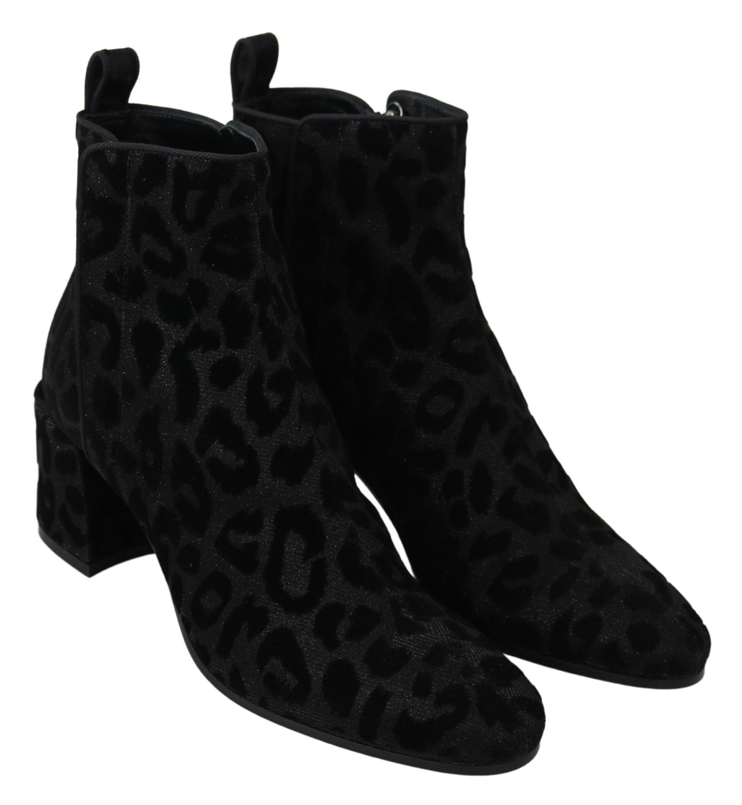 Dolce & Gabbana Elegant Black Leopard Print Short Boots