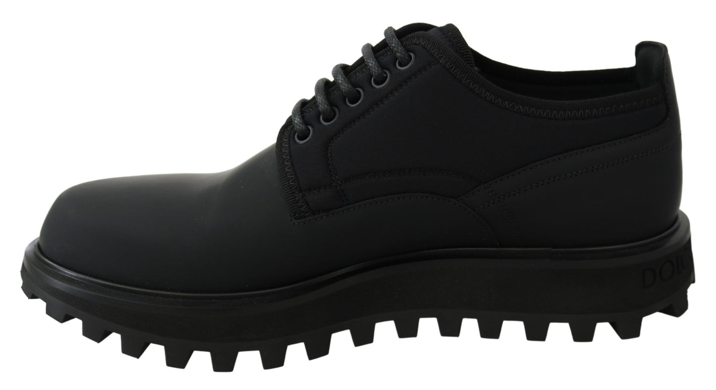 Dolce & Gabbana Elegant Black Calfskin Derby Shoes