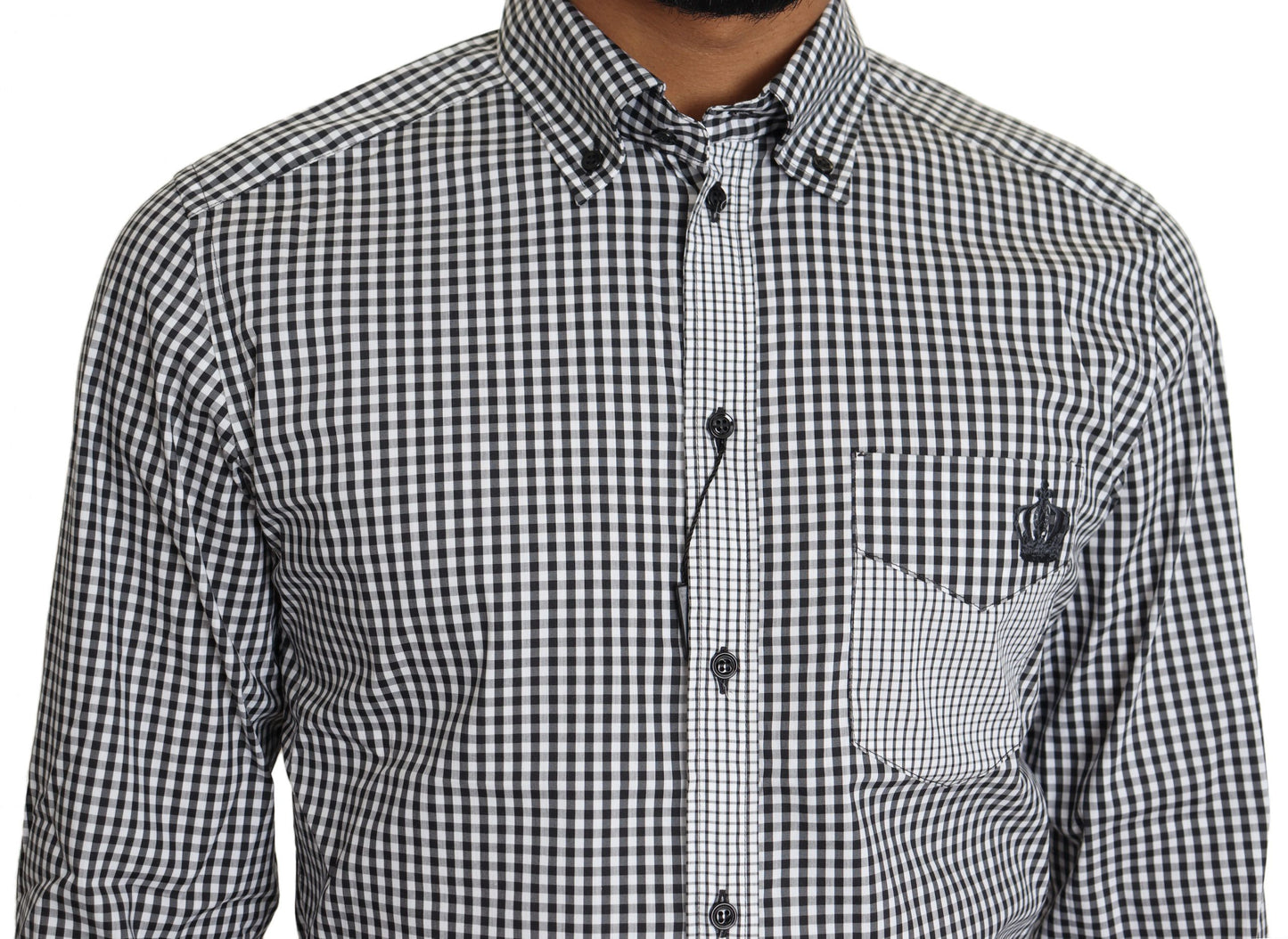 Dolce & Gabbana Elegant Black & White Checkered Gold Casual Shirt