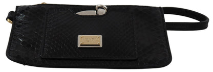 Dolce & Gabbana Elegant Python Pattern Leather Wristlet Wallet