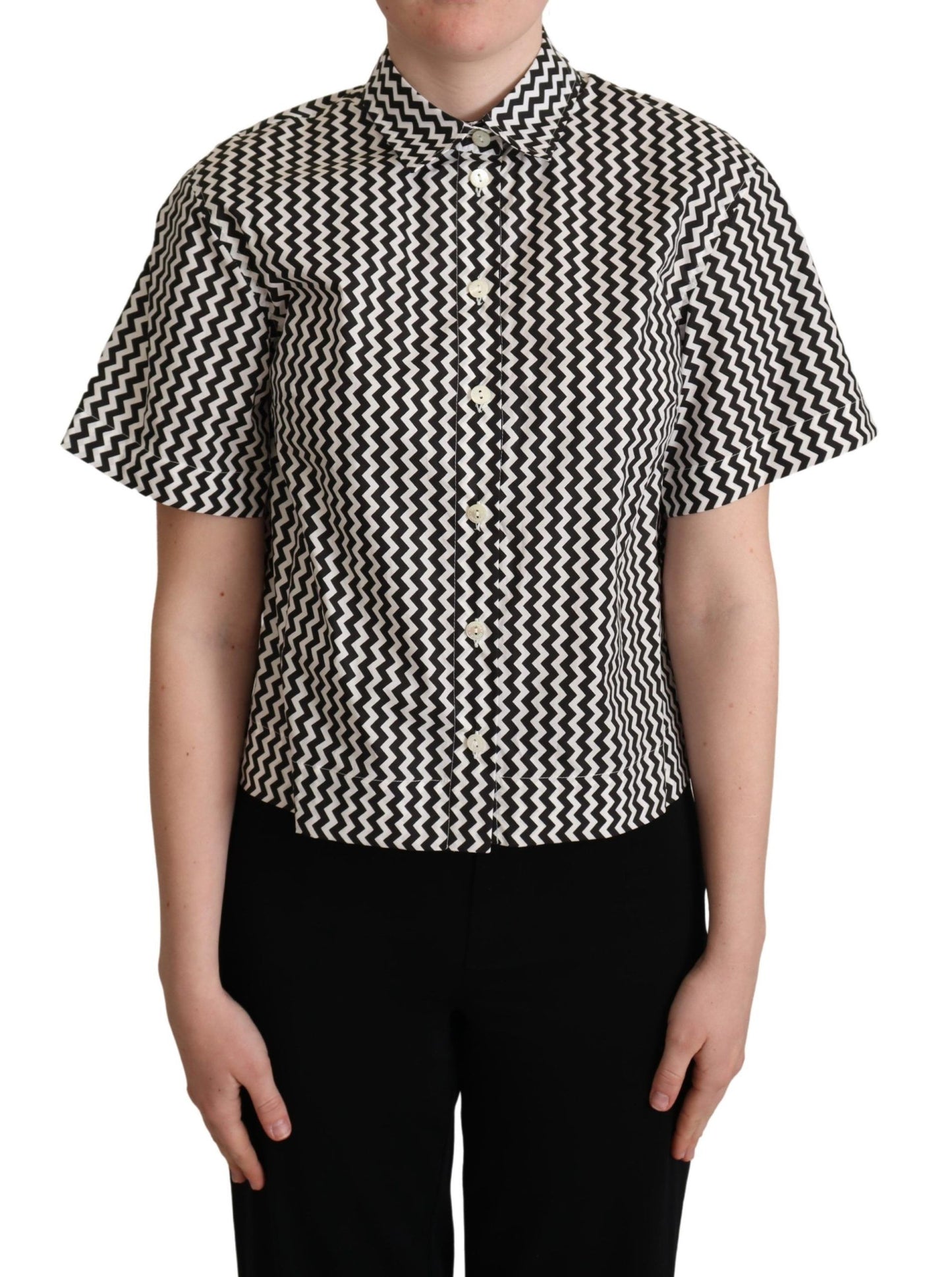 Dolce & Gabbana Zigzag Elegance Cotton Polo Top