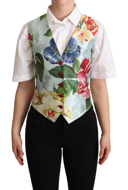 Dolce & Gabbana Elegant Floral Print Silk Waistcoat