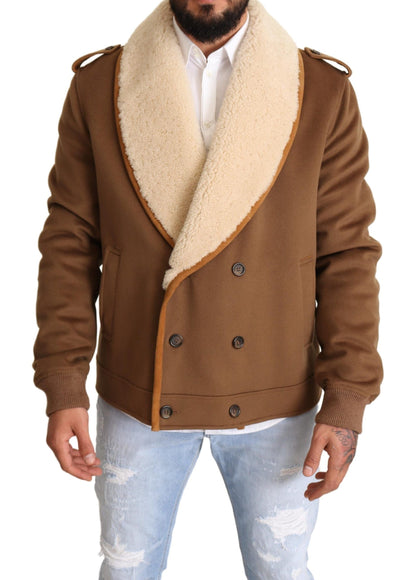 Dolce & Gabbana Elegant Double Breasted Shearling Jacket