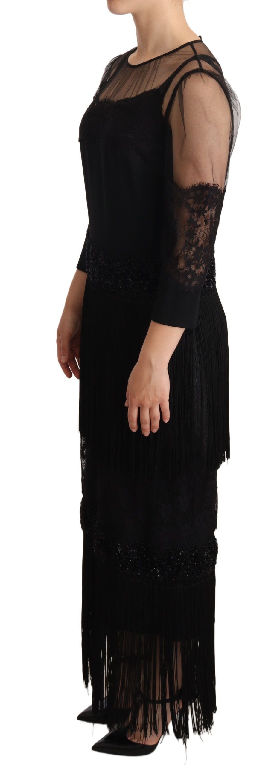 Dolce & Gabbana Elegant Lace Midi Dress in Black