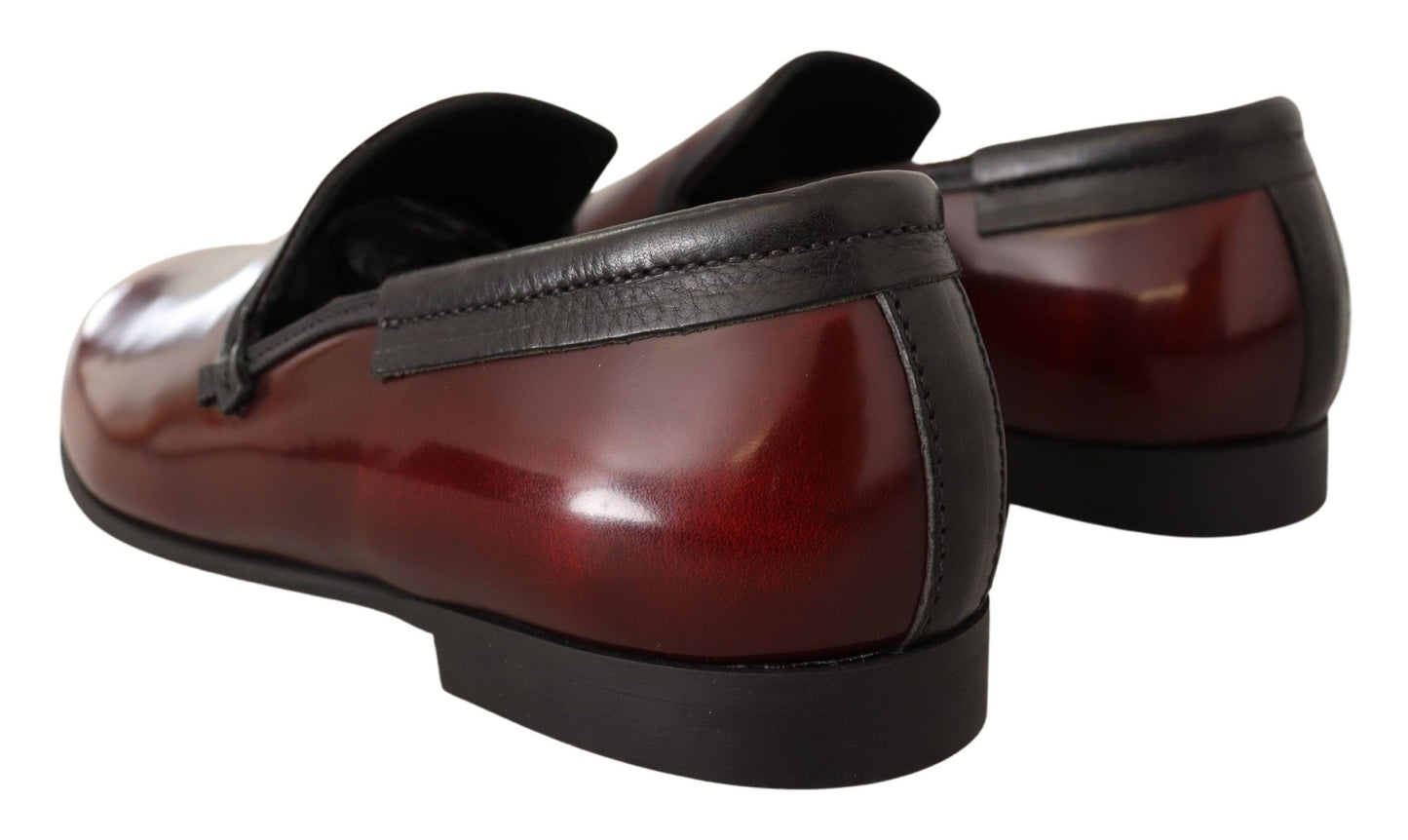 Dolce & Gabbana Elegant Bordeaux Leather Loafers