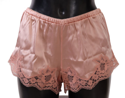 Dolce & Gabbana Elegant Powder Pink Silk Lace Lingerie Shorts