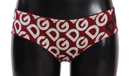 Dolce & Gabbana Chic Maroon White Logo Swim Bottoms