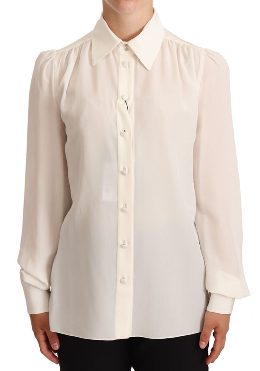 Dolce & Gabbana Elegant Silk Top in Off White