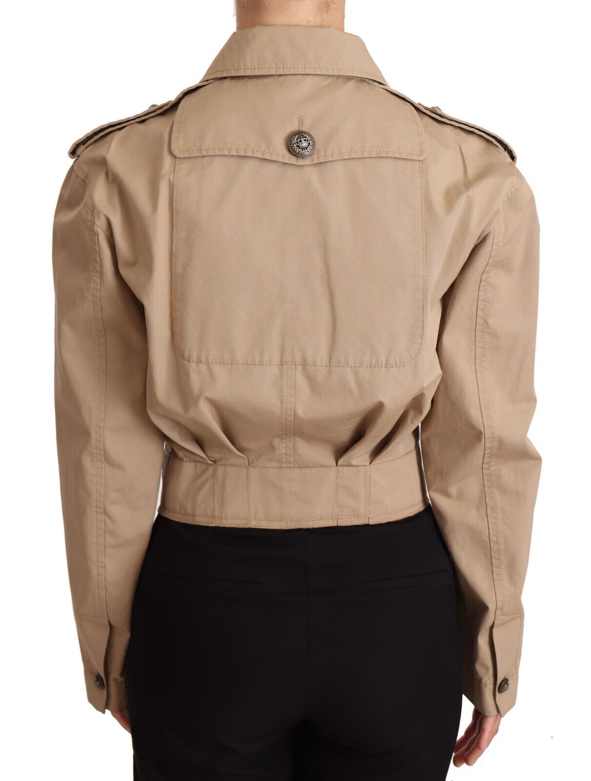 Dolce & Gabbana Elegant Cropped Cotton Jacket in Beige