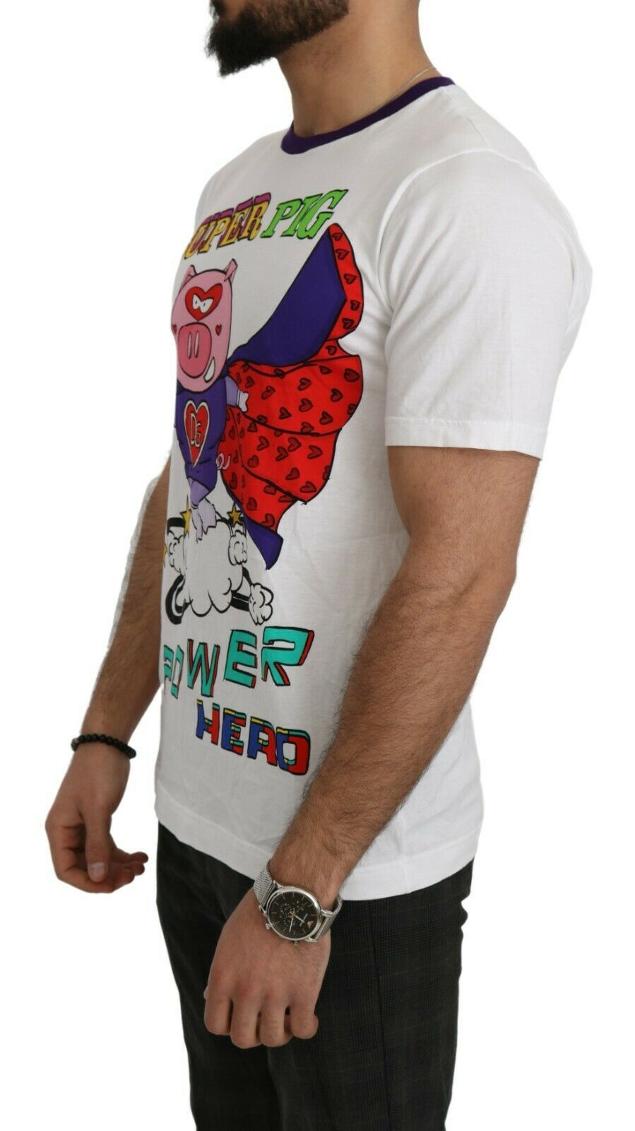 Dolce & Gabbana Chic White Cotton Pig Motif Tee