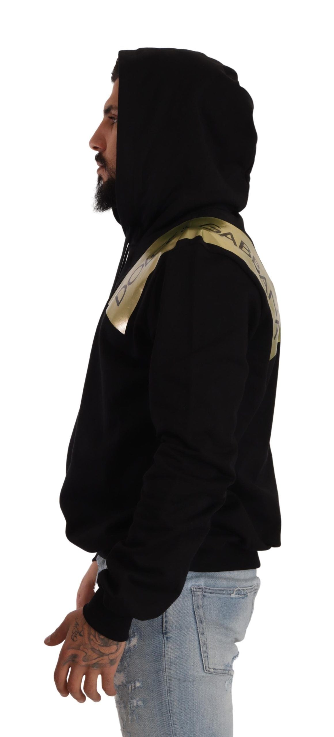 Dolce & Gabbana Elevate Your Style with a Black Golden-Logo Pullover