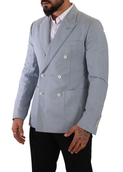 Dolce & Gabbana Elegant Slim Fit Light Blue Double Breasted Blazer