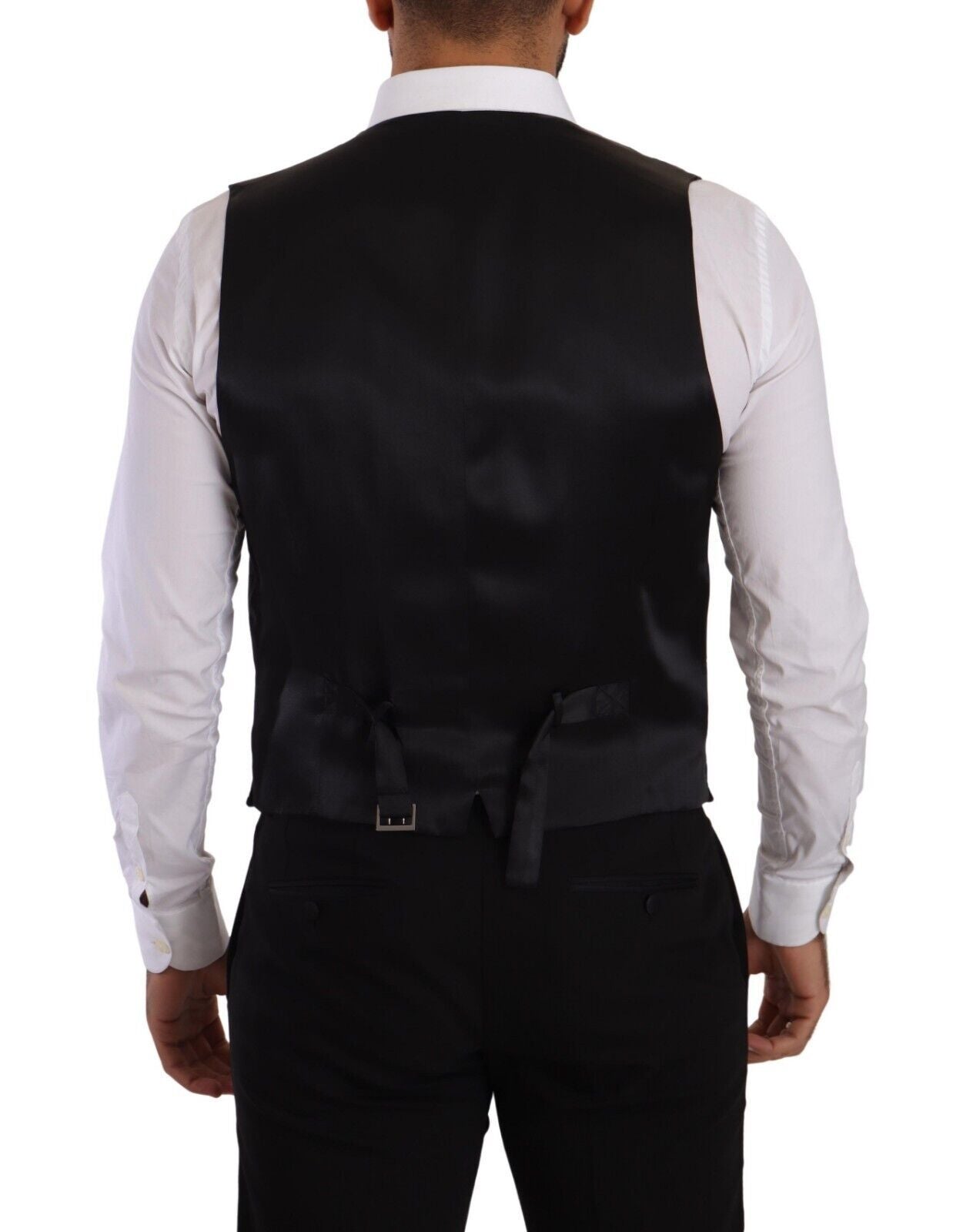 Dolce & Gabbana Elegant Grey Double-Breasted Dress Vest