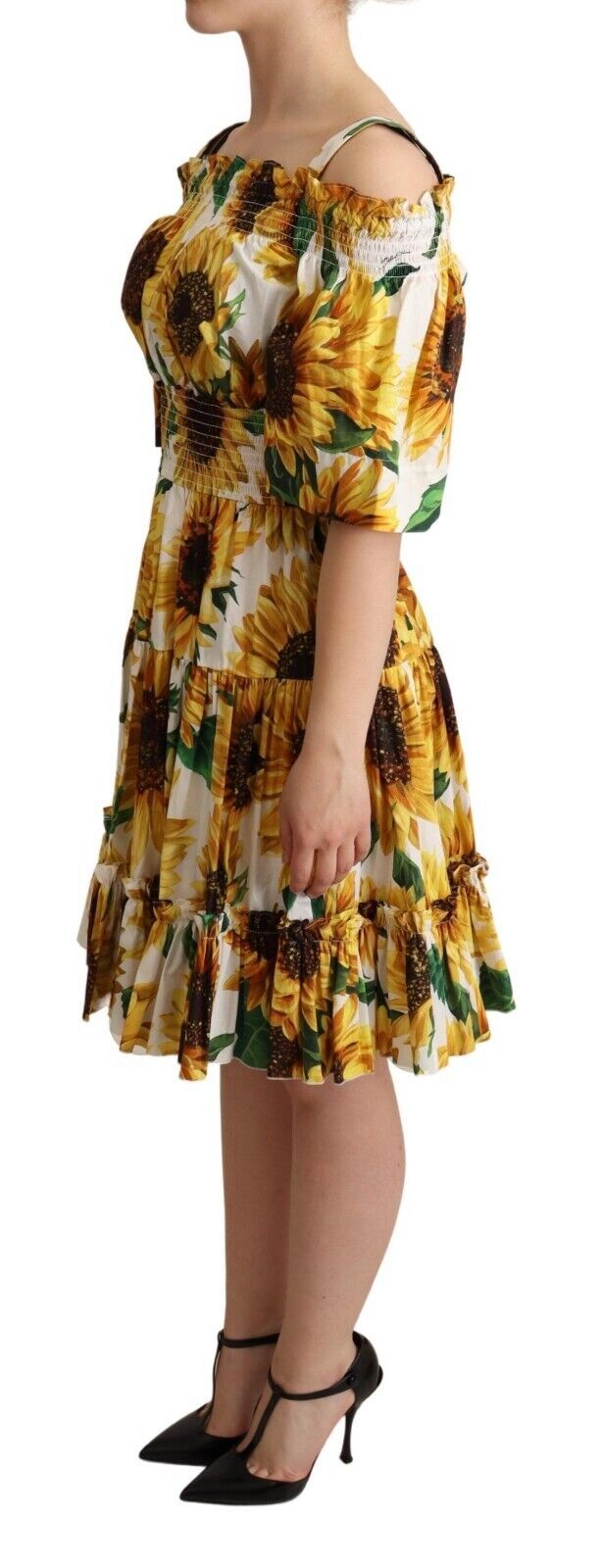 Dolce & Gabbana Elegant Sunflower Open Shoulder Dress