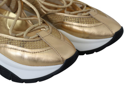 Jimmy Choo Golden Glamour Mesh Leather Sneakers