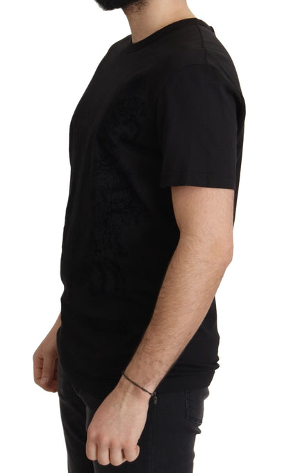 Dolce & Gabbana Elegant Black Baroque Crewneck Tee