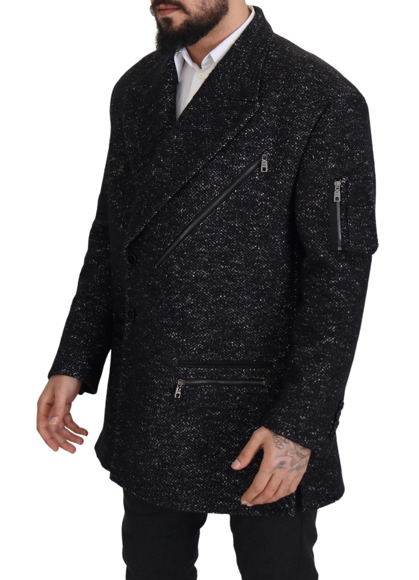 Dolce & Gabbana Sleek Patterned Wool Double Breasted Jacket