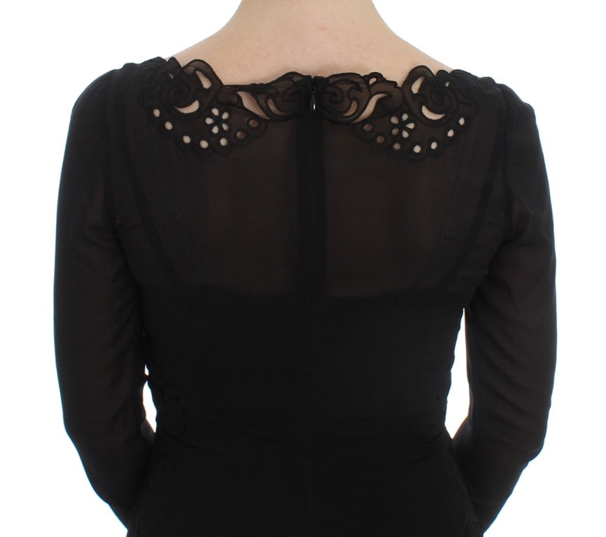 Dolce & Gabbana Elegant Black Floral Lace Sheath Dress