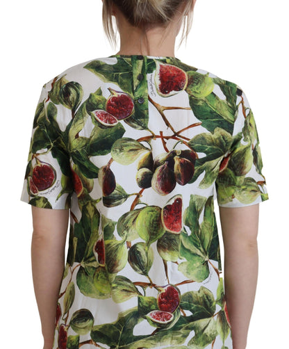 Dolce & Gabbana Chic Multicolor Fig Print Cotton Top