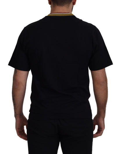 Dolce & Gabbana Iconic Black Cotton Crew Neck Tee