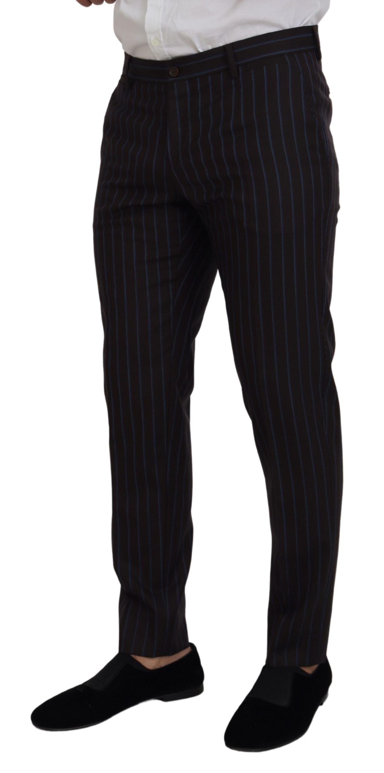 Dolce & Gabbana Elegant Black Striped Virgin Wool Suit