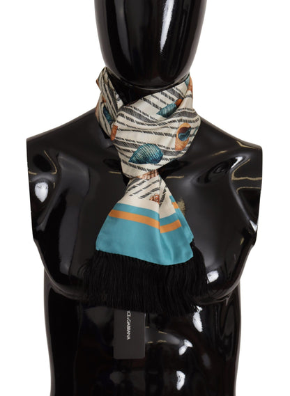 Dolce & Gabbana Multicolor Silk Seashell Printed Scarf