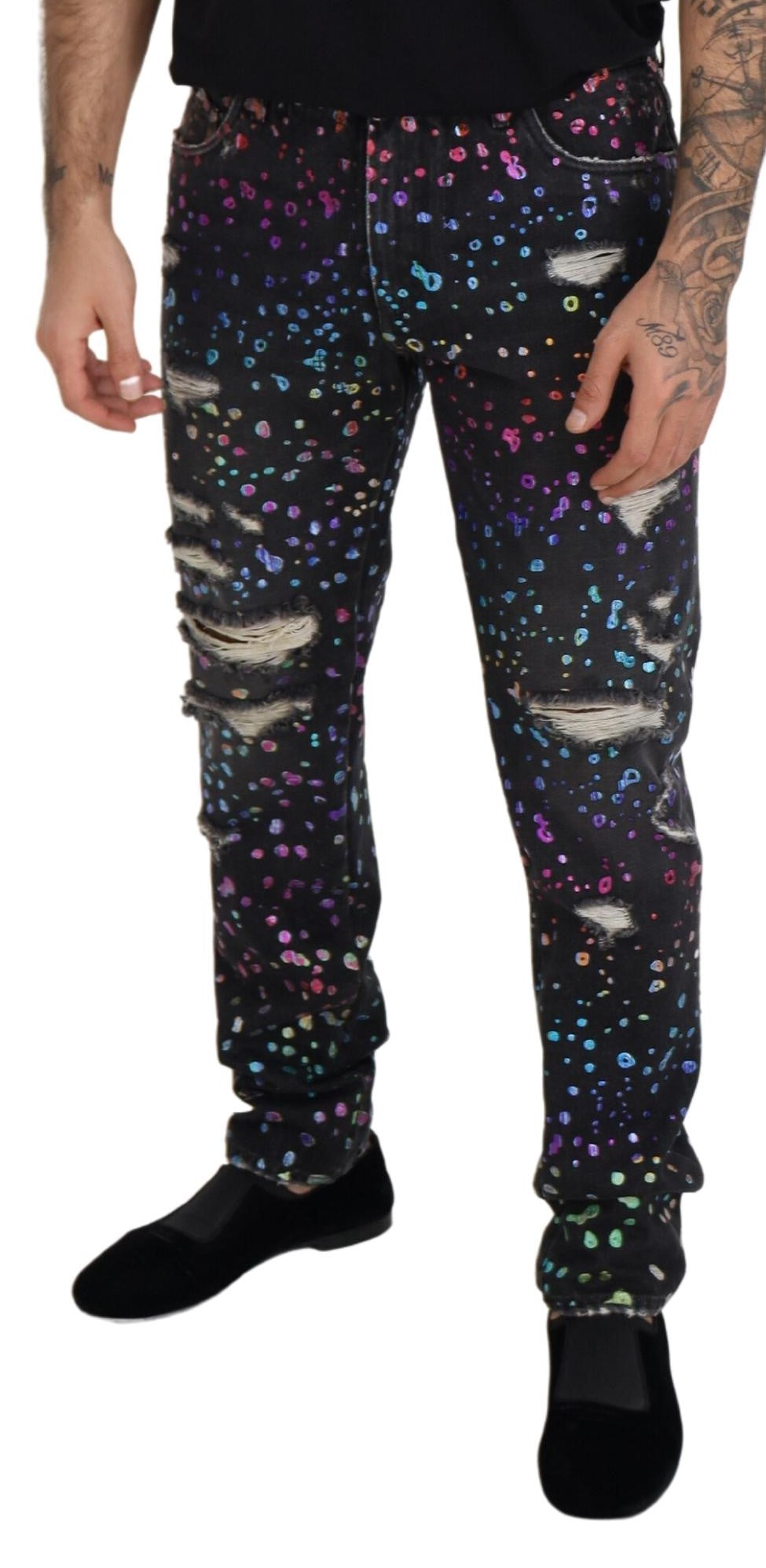 Dolce & Gabbana Elegant Multicolor Printed Denim Pants