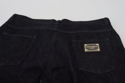 Dolce & Gabbana Elegant Black Washed Denim Pants Luxe Cotton