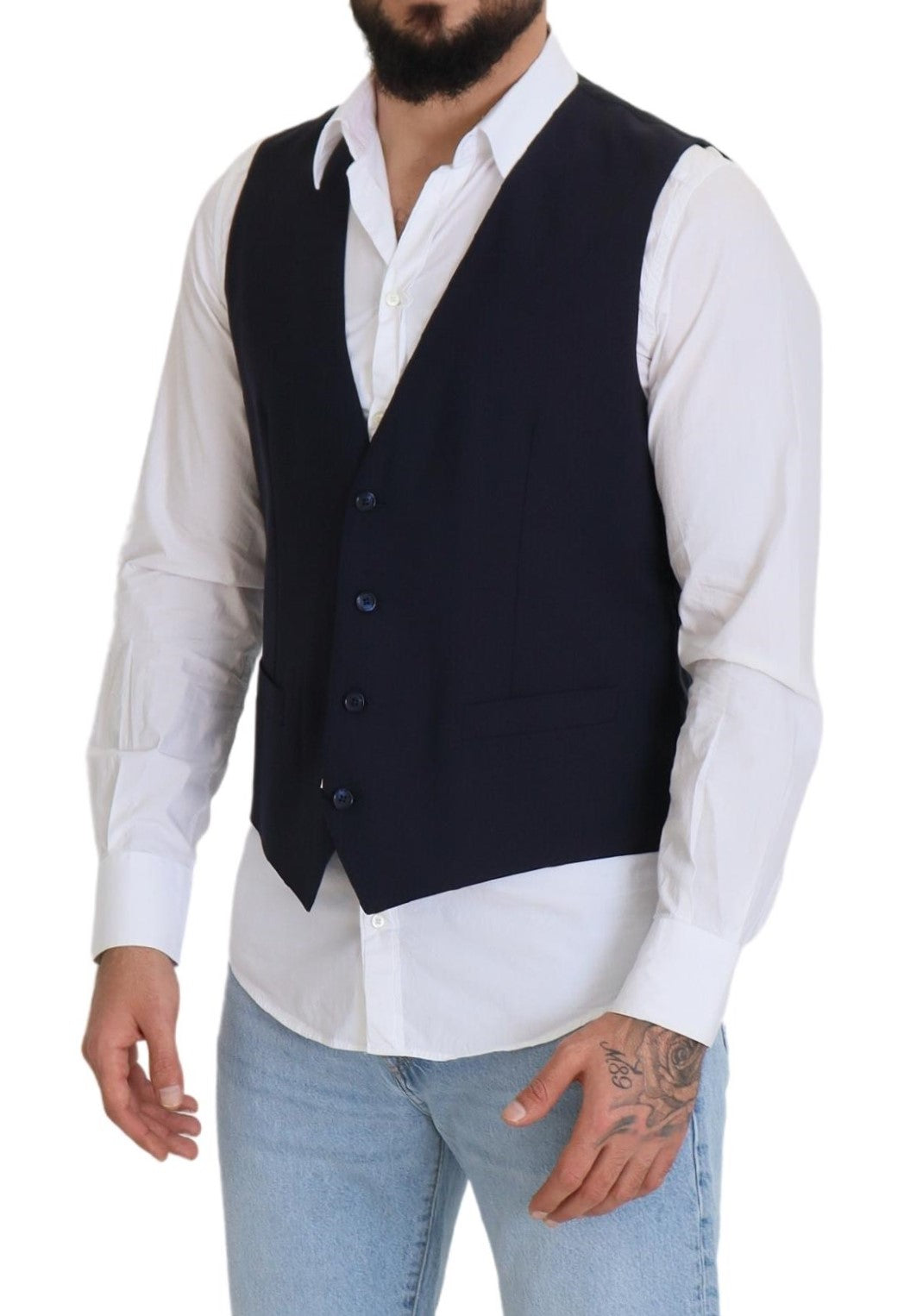 Dolce & Gabbana Elegant Dark Blue Formal Dress Vest