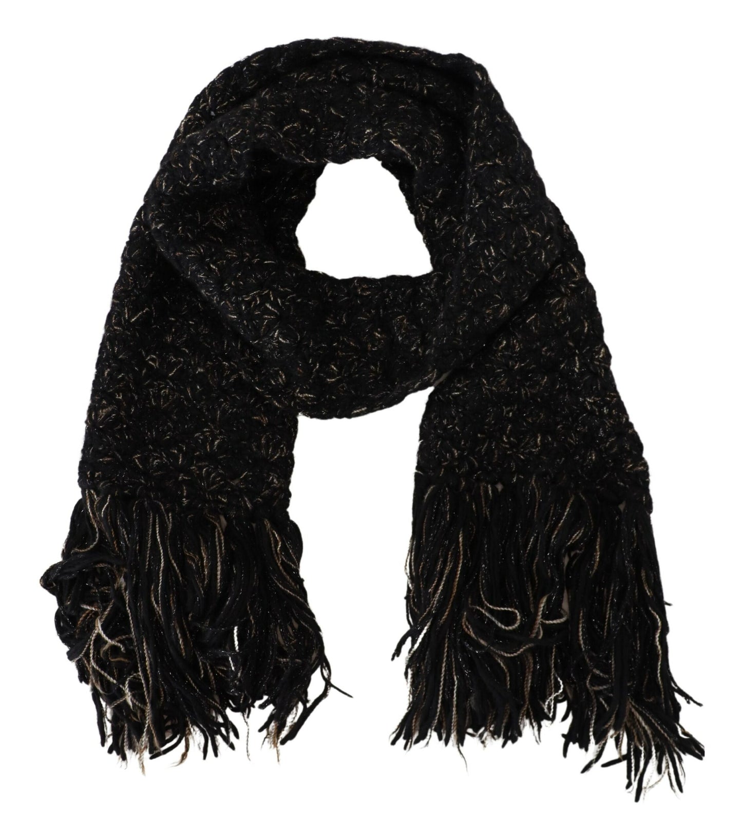 Dolce & Gabbana Elegant Virgin Wool Blend Black Scarf