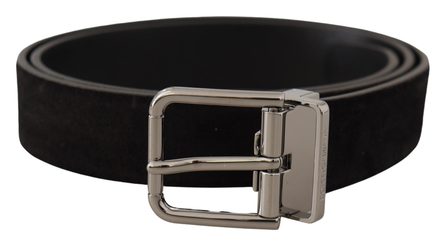 Dolce & Gabbana Elegant Black Leather Grosgrain Belt