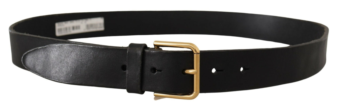 Dolce & Gabbana Elegant Black Leather Belt with Metal Buckle