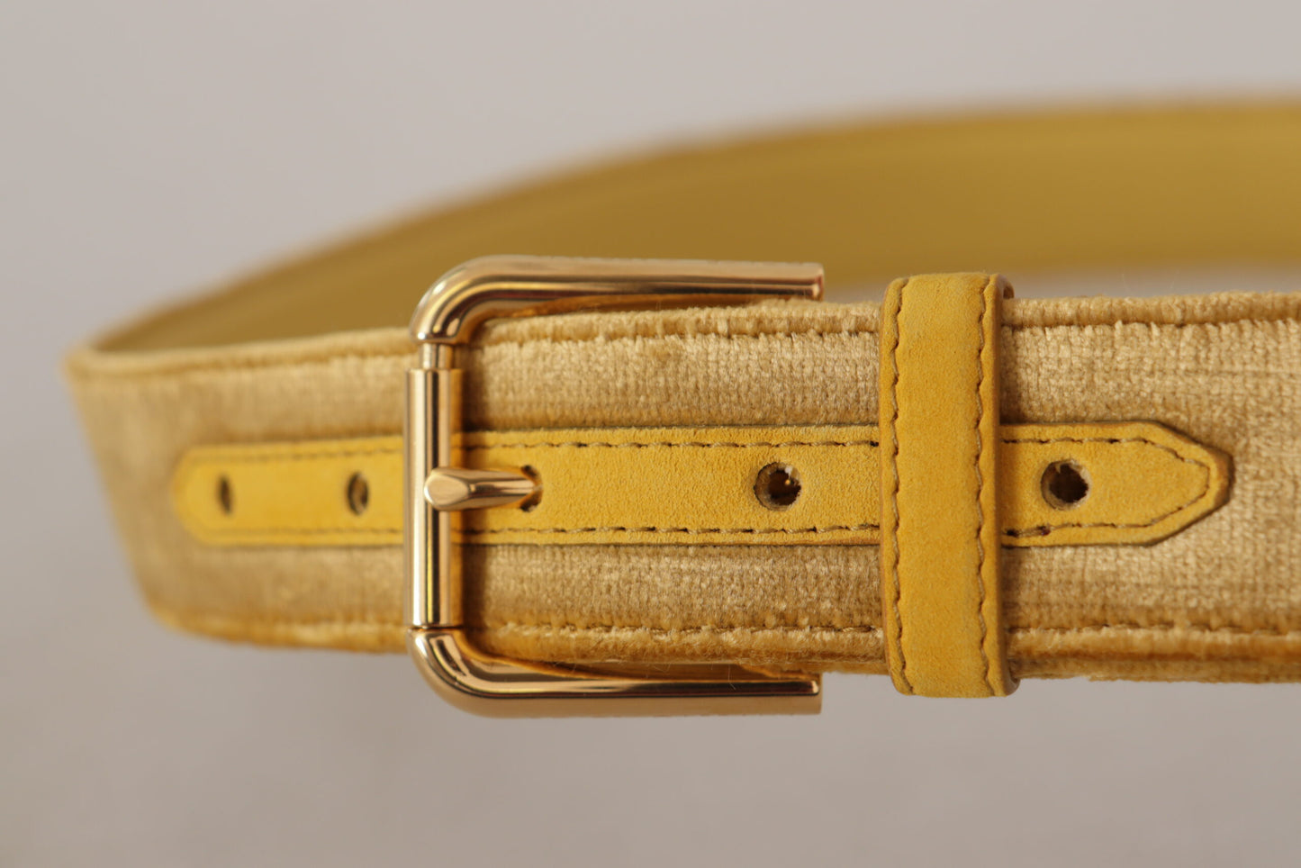 Dolce & Gabbana Elegant Velvet Designer Gold-Buckled Belt