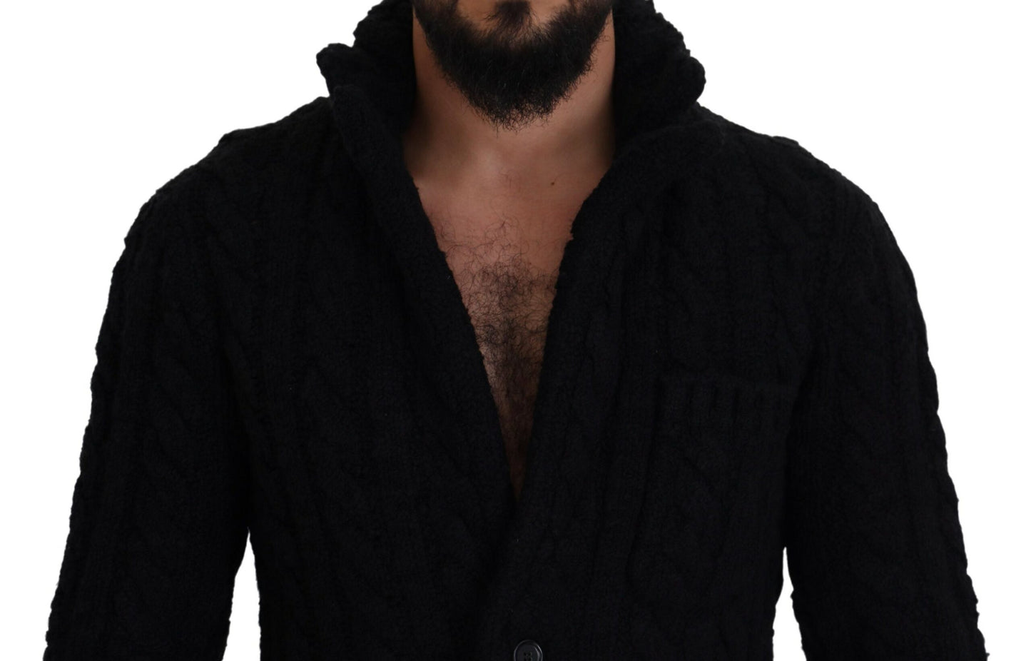 Dolce & Gabbana Elegant Black Wool-Cashmere Blend Cardigan