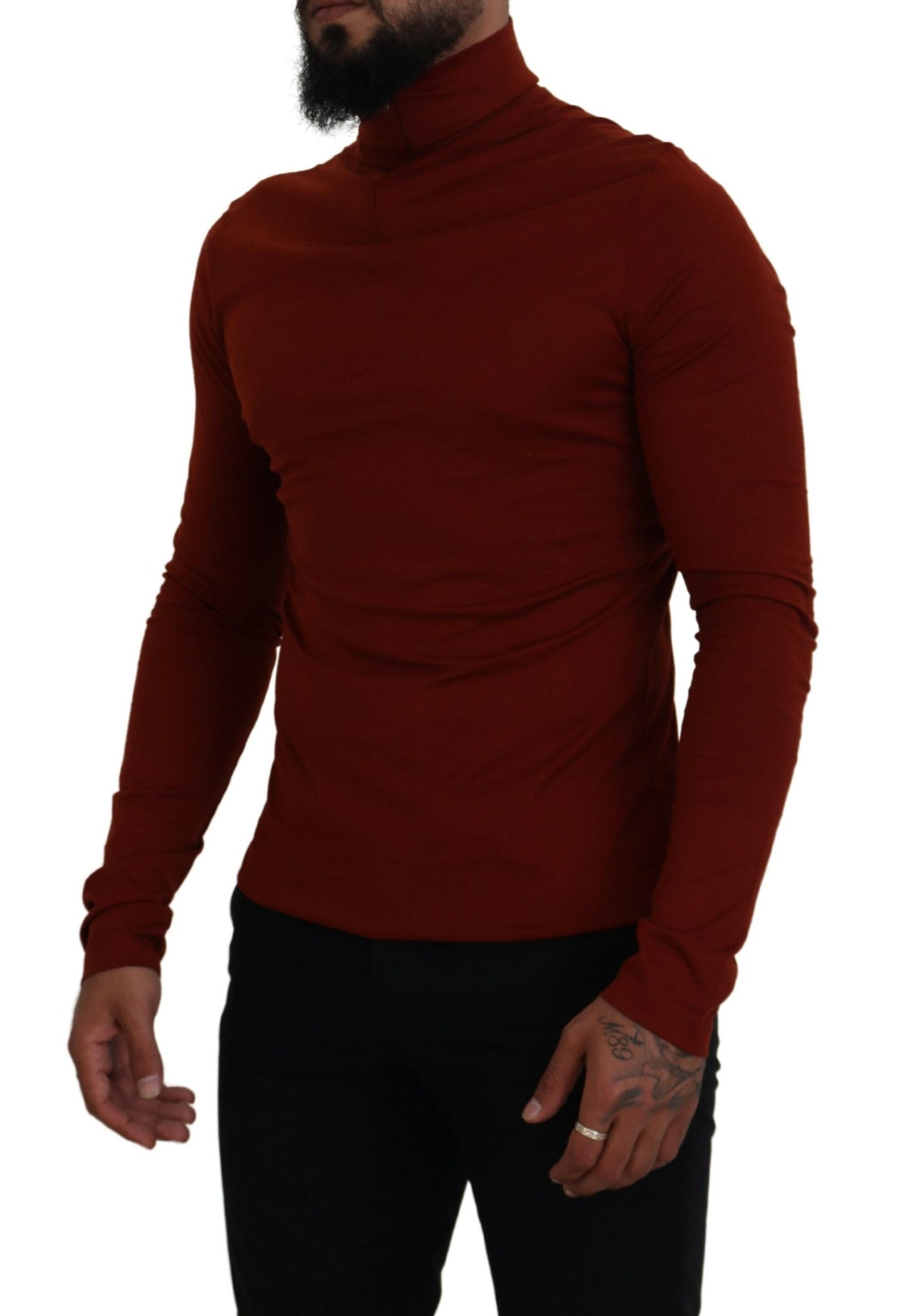 Dolce & Gabbana Elegant Maroon Collar Zip Sweater