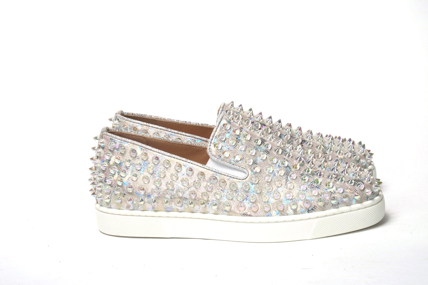 Christian Louboutin White Ab/Clear Ab Roller Boat Woman Flat Sneaker