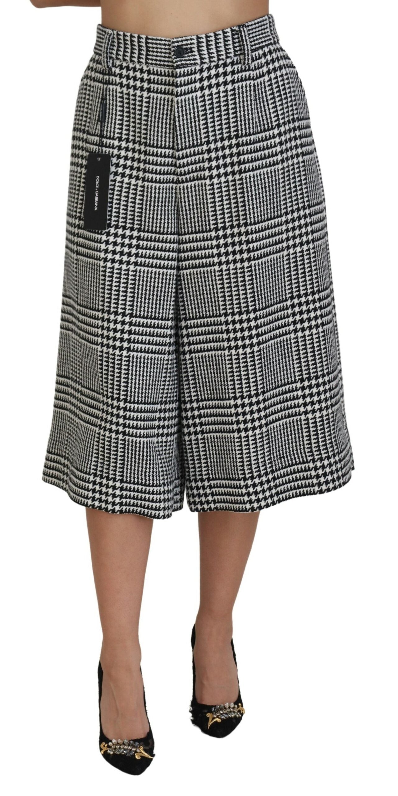 Dolce & Gabbana Elegant High Waist Plaid Midi Pants