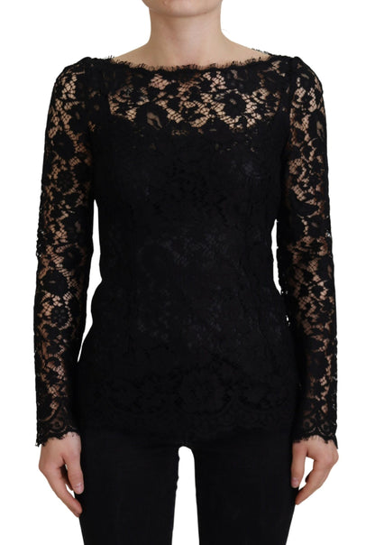 Dolce & Gabbana Elegant Floral Lace Long Sleeve Top