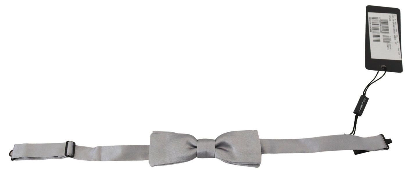 Dolce & Gabbana Elegant Gray Silk Bow Tie