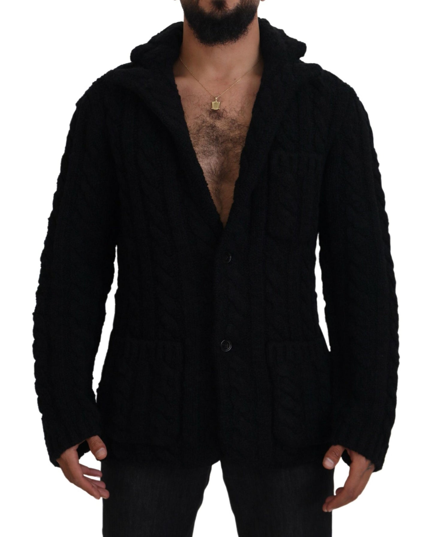 Dolce & Gabbana Elegant Black Wool-Cashmere Cardigan Sweater