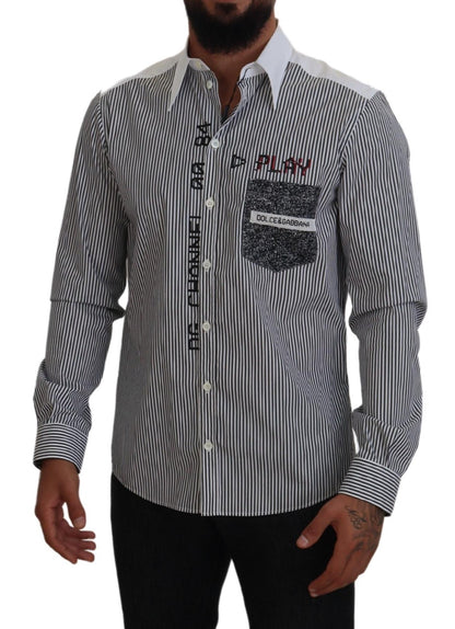 Dolce & Gabbana Classic Black and White Striped Button-Down Shirt