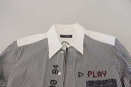 Dolce & Gabbana Classic Black and White Striped Button-Down Shirt