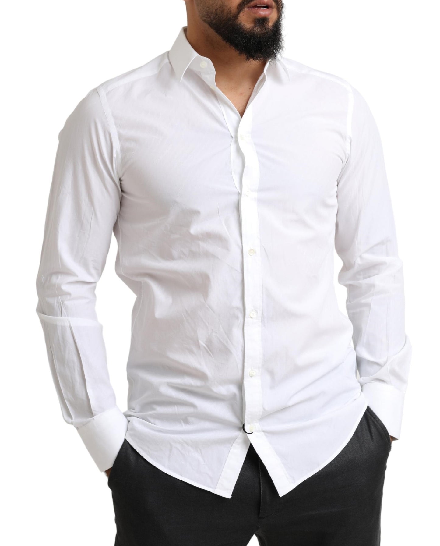 Dolce & Gabbana Elegant White Cotton Martini Dress Shirt